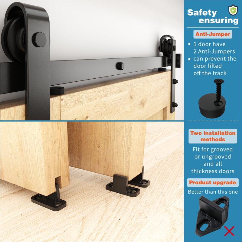 Matte Black Steel Sliding Single Barn Door Hardware Kit