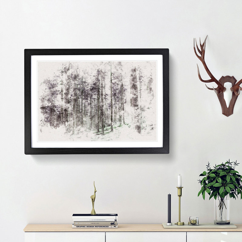 Pretty Forest - Framed Print, 45cm H x 63cm W x 2cm D, Black Framed