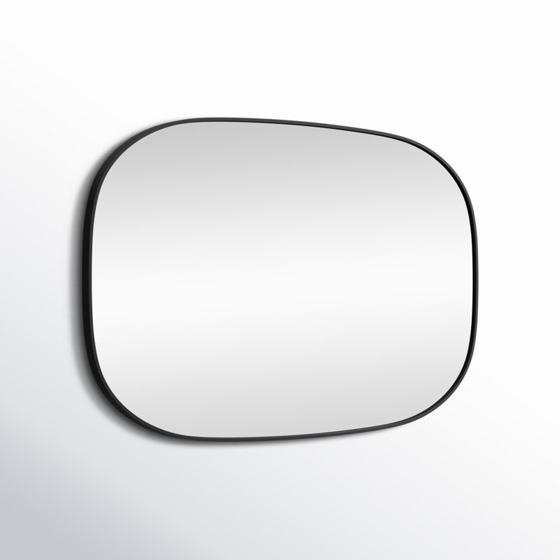 Sabine Metal Curved Oval Wall Mirror, 36" x 24", Black