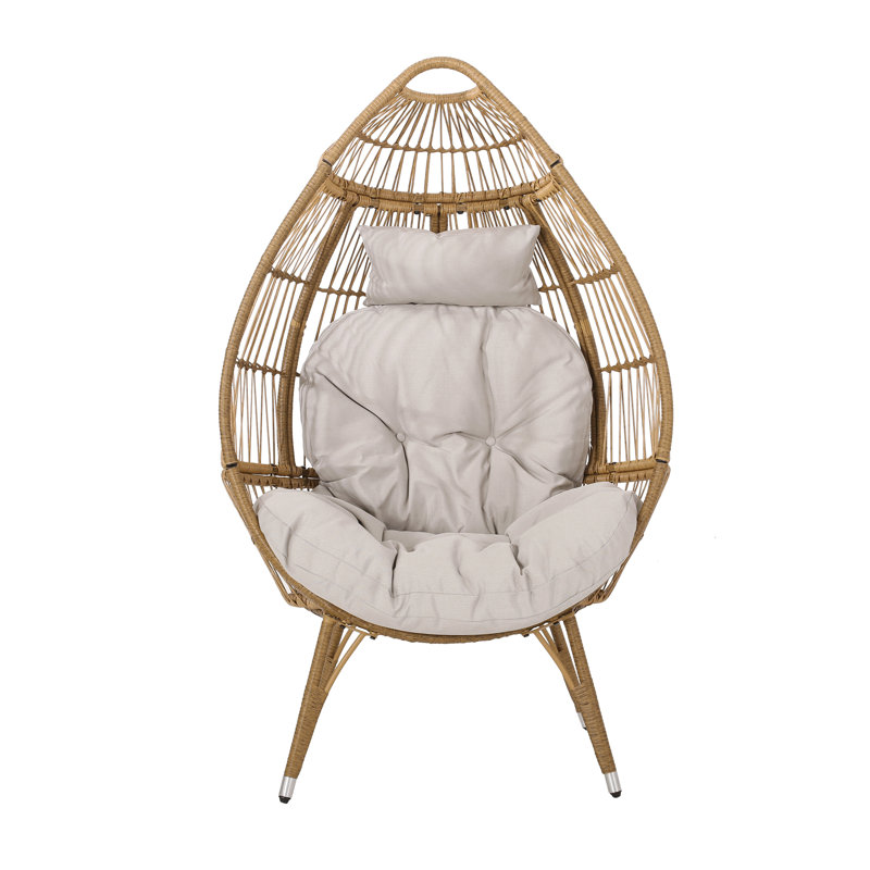Fauteuil en forme de panier relaxant en forme de goutte avec une finition élégante - Housse de coussin beige pour le plaisir de la cour arrière