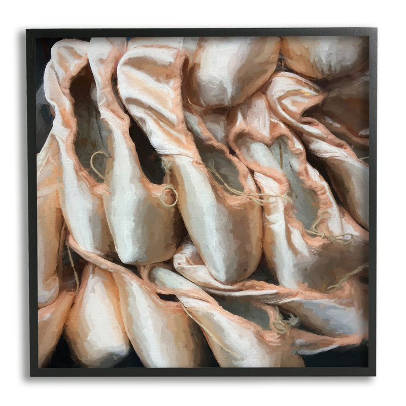 Ballet, pantoufles, danseur, pointe, peinture, Giclée encadrée noir minuit, H 12 po x l 12 po x P 1,5 po