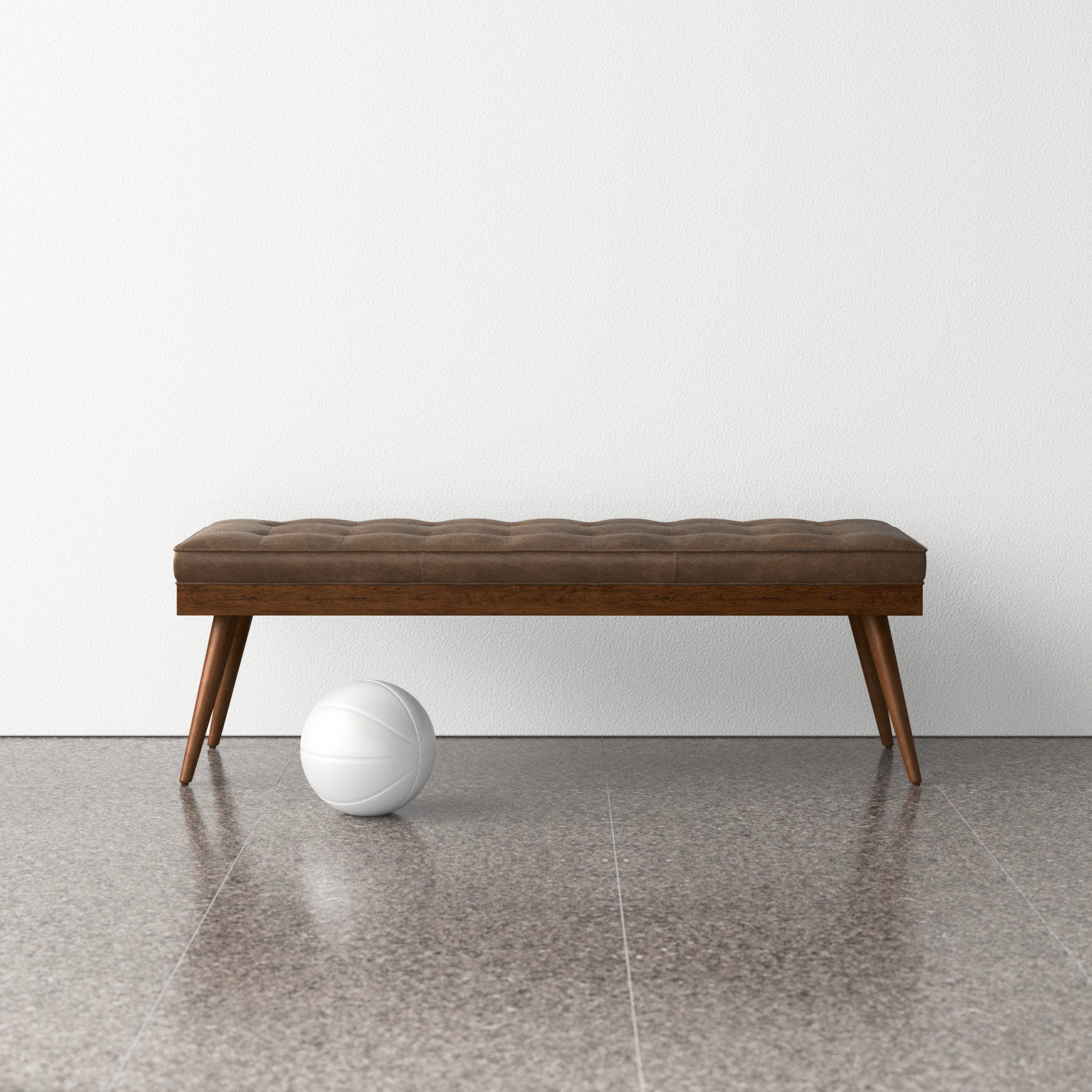 Luca 55" Genuine Leather Entryway Bench, Cocoa Brown