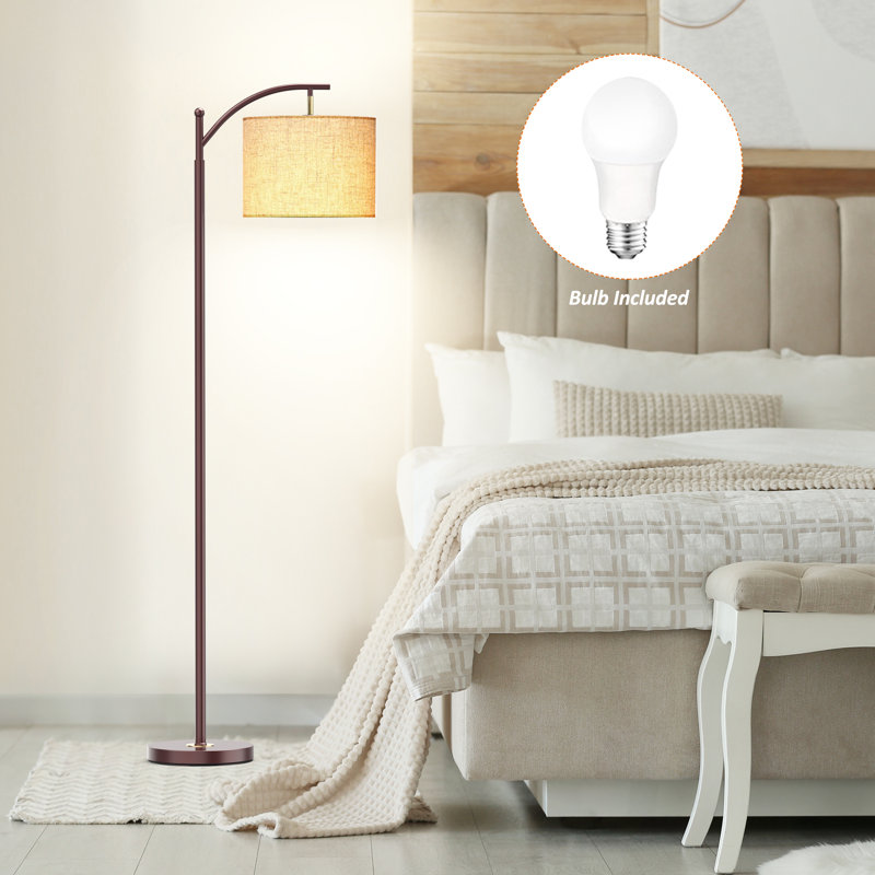 Kyeria Arc/Arched Floor Lamp with Remote Control and Smart Bulb Included, Brown