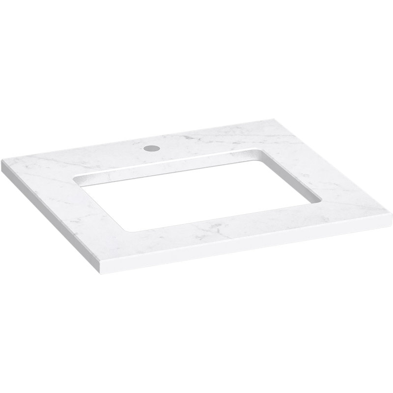 Dessus de meuble-lavabo Silestone Quartz 25 po avec découpe rectangulaire, Statuario éternel