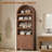 81" Tall Arched Cabinets, Bookcase with Storage, Brown-1914341191