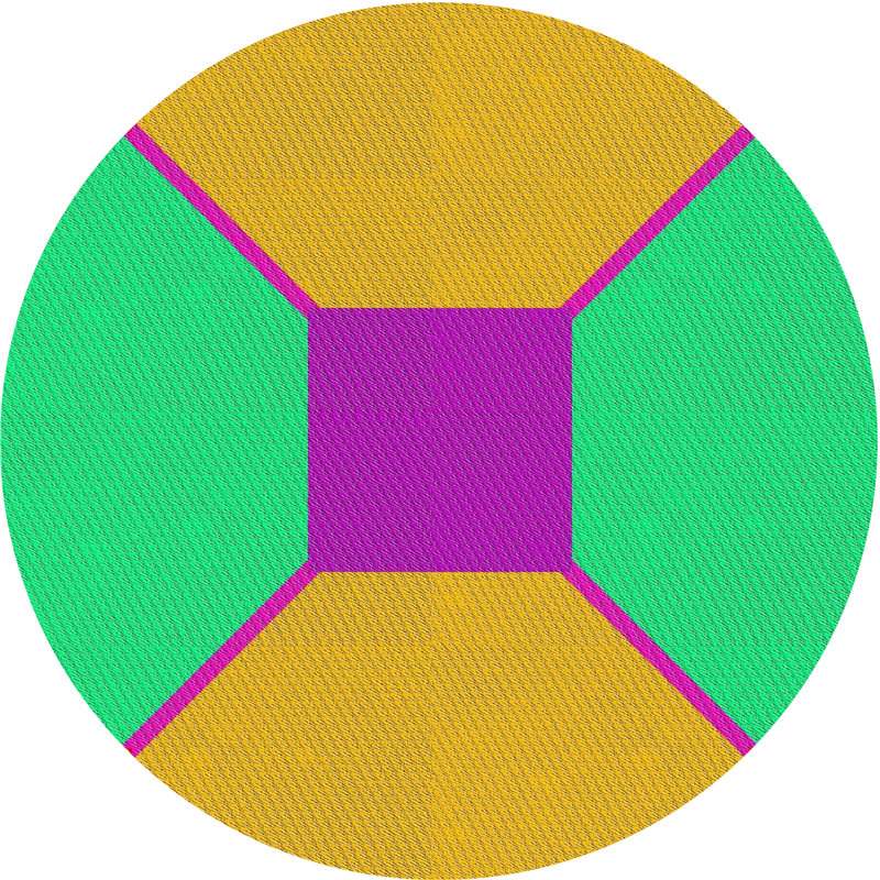 Tapis rouge/vert/mauve à motif mauve, Rond 3 pi