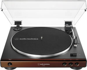 Audio Technica AT-LP60X-BW Fully Automatic Belt-Drive Turntable, Black/Brown