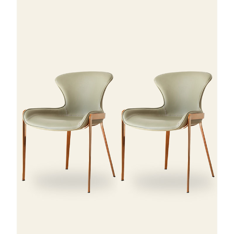 Italian Simple Saddle Leather Ironwork Backrest Dining Chair