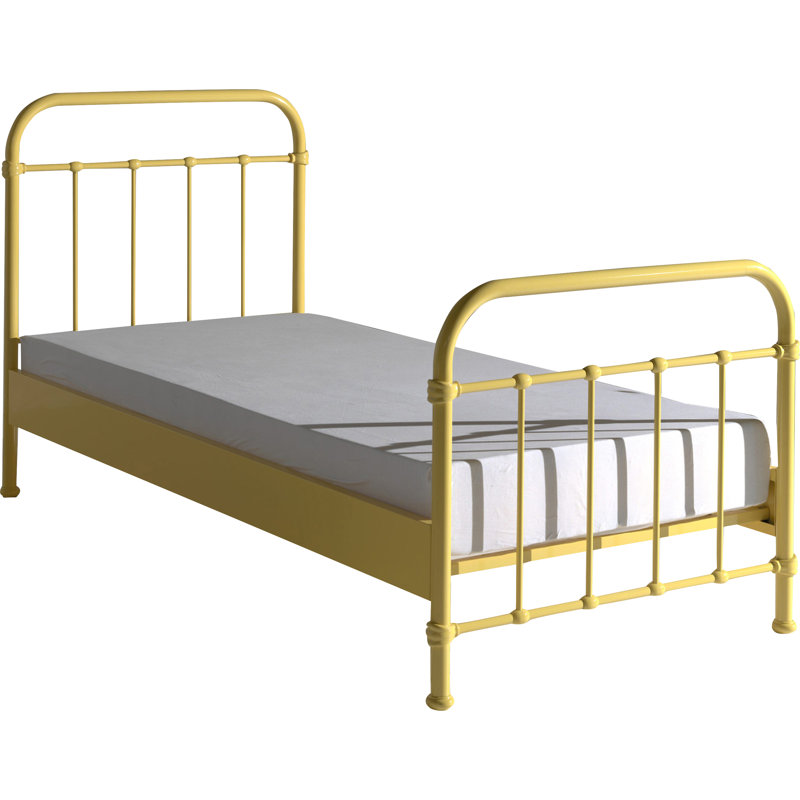 New York Metal Frame Bed, Yellow, European Single (90 x 200cm)