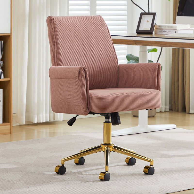 Chaise de bureau ergonomique à dossier moyen, Rose clair