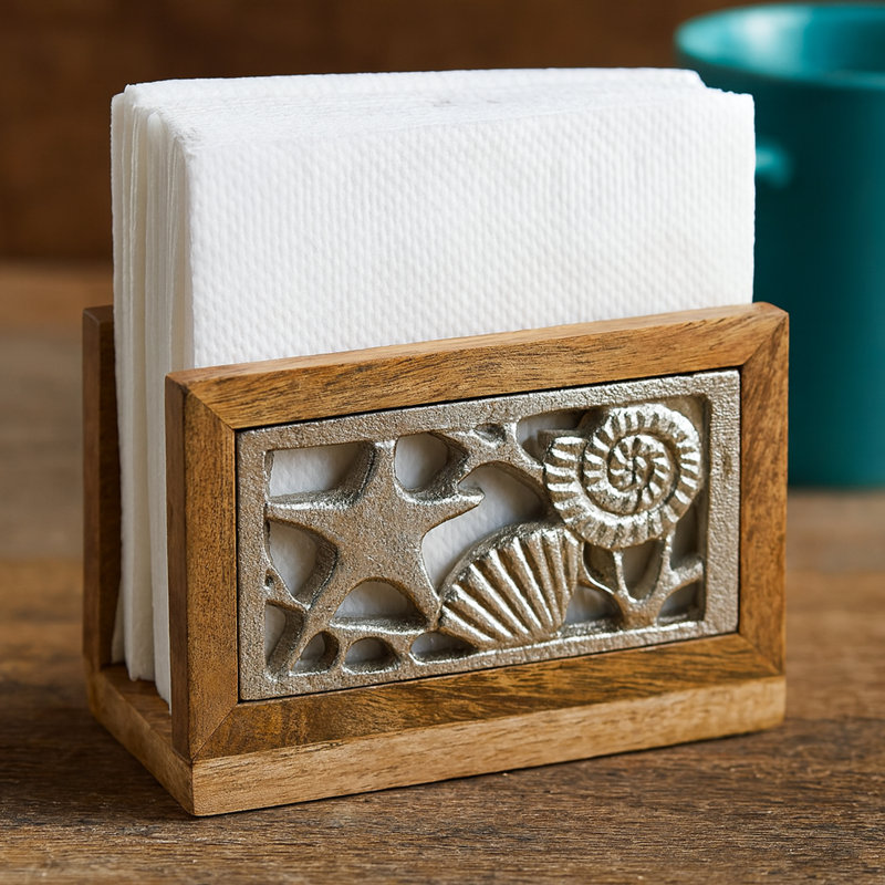 Porte-serviettes plat en bois, Nickel
