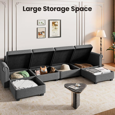 Moderne à 3 sièges modulaires avec dossier moelleux et coussiné, bois franc d'ingénierie, rembourrage gris en mousse à mémoire de forme à trois places de bureau Ambiance