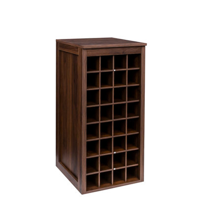Modular Brown Walnut Buffet With 32 Wine Capacity - Cabinet In Dark Furniture