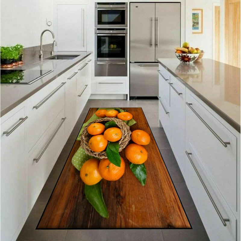 3D Fruit Kitchen Mat – Washable Non-Slip Runner Rug – Door Mat with Rubber Backing – Polypropylene, 50cm W x 150cm L