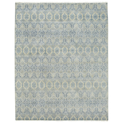 Burmesse Hand Knotted Wool Azure/Beige Area Rug