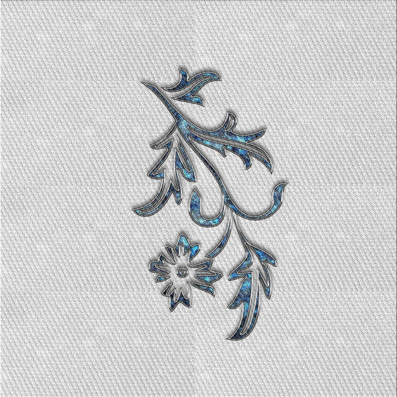 Tapis gris/noir/bleu à motifs, Carré 8 pi