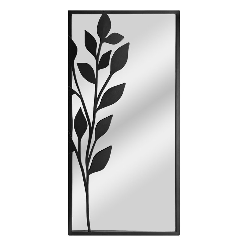 Miroir d'appoint mural mural moderne en fer noir mat moderne 24 po x 12 po