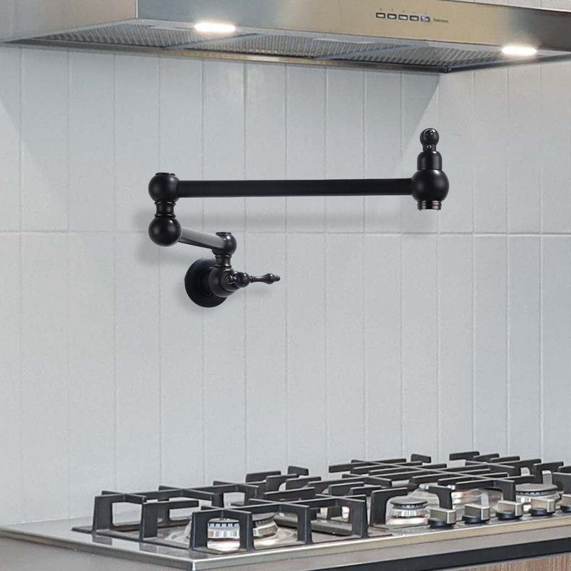 Wall Mounted Pot Filler Faucet, Matte Black