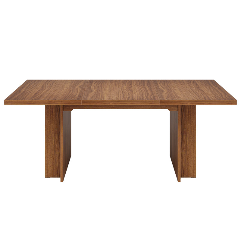 63" Farmhouse Dining Table Wooden Kitchen Table with Shelves for 6 to 8