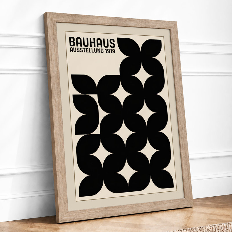 Bauhaus Pattern Geometric - Framed Print, A4 - 29.7 x 21.0 cm, Oak