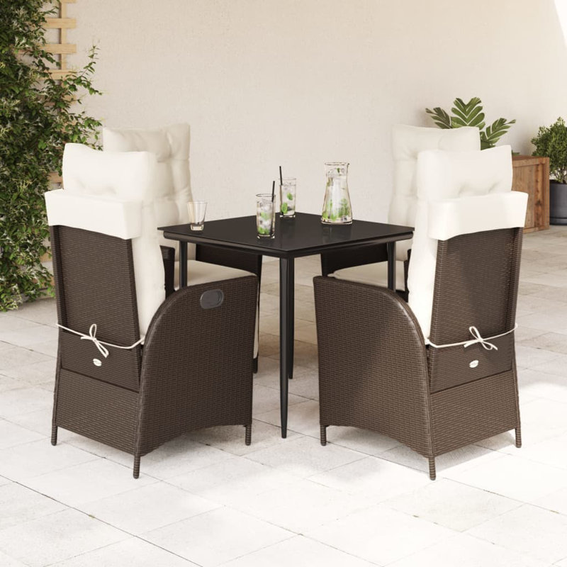 Ensemble de salle à manger Vidaxl, 4, H 29,1 po x l 31,5 po x L 31,5 po, Brun foncé / pied pointu beige 