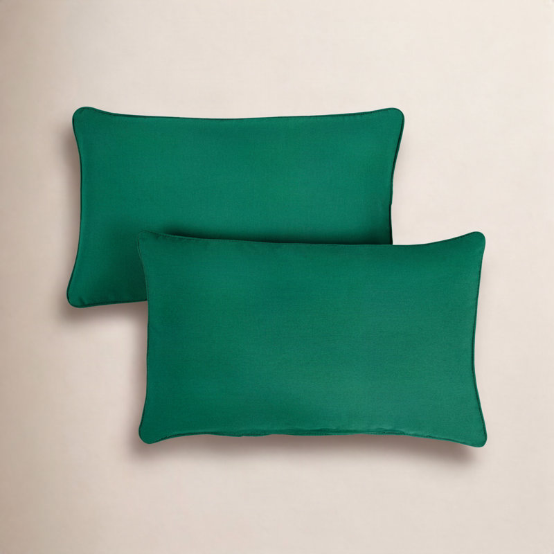 Coussin lombaire intérieur / extérieur Sunbrella en toile Aruba, ensemble de 2, Toile Sunbrella® vert forêt