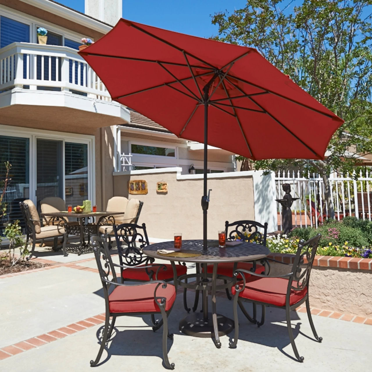Stevie 9' Umbrella, Red- Olefin