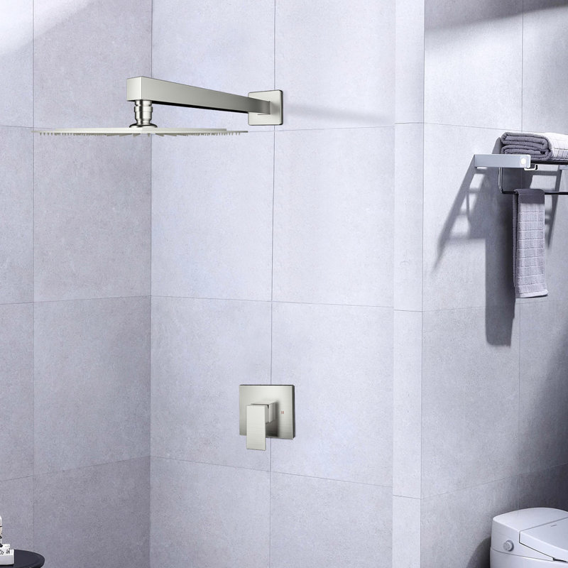 Brushed Nickel Shower Faucet, Wall Mounted Selection - Brass, Valve Included Faucet In Design