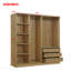 Armoire de rangement en bois sans porte pour salle de séjour avec tablettes et 3 tiroirs, nature-1371051217