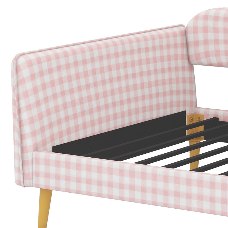 Structure de lit de jour à carreaux multifonctionnelle adaptée aux chambres d'amis et aux espaces de vie, Rose