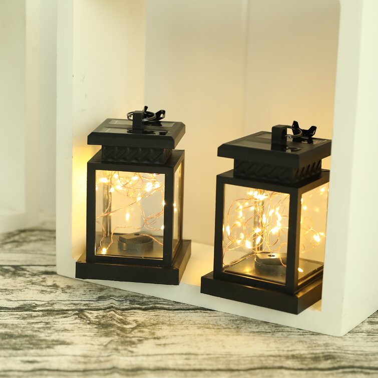 JHY DESIGN Set of 2 Decorative Hanging Lantern 12''High Plastic