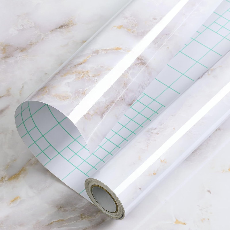 Haton Marble Contact Paper Peel And Stick Wallpaper, Waterproof Self-Adhesive Granite Vinyl For Countertops, Cabinets, Shelves, Furniture, Bathroom, Kitchen, Glossy Finish