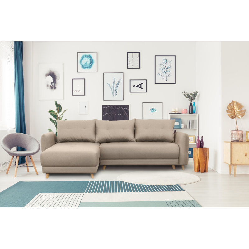 Talbert Corner Sofa With Bed Function, Beige, Left Hand Facing