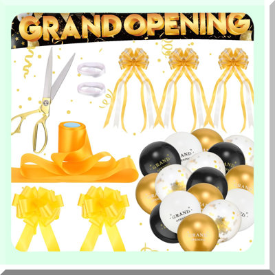 Grand Opening Ribbon Cutting Kit with Banner and Balloons