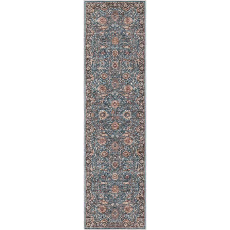 Asha Liana Vintage Oriental Teal Flat-Weave Area Rug, Runner 2'7" x 9'6" 