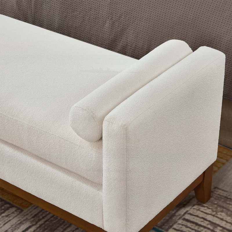 Élégant banc rembourré avec 2 coussins, Ivoire ivoire