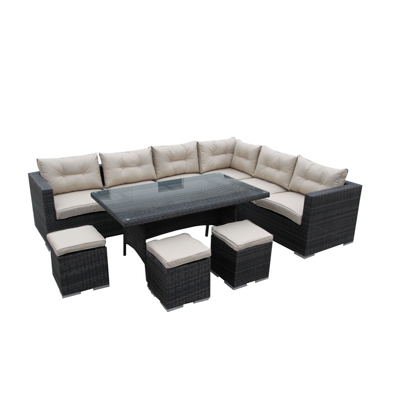 Ibhidh Luxury Sofa Dining Set, Mix Brown