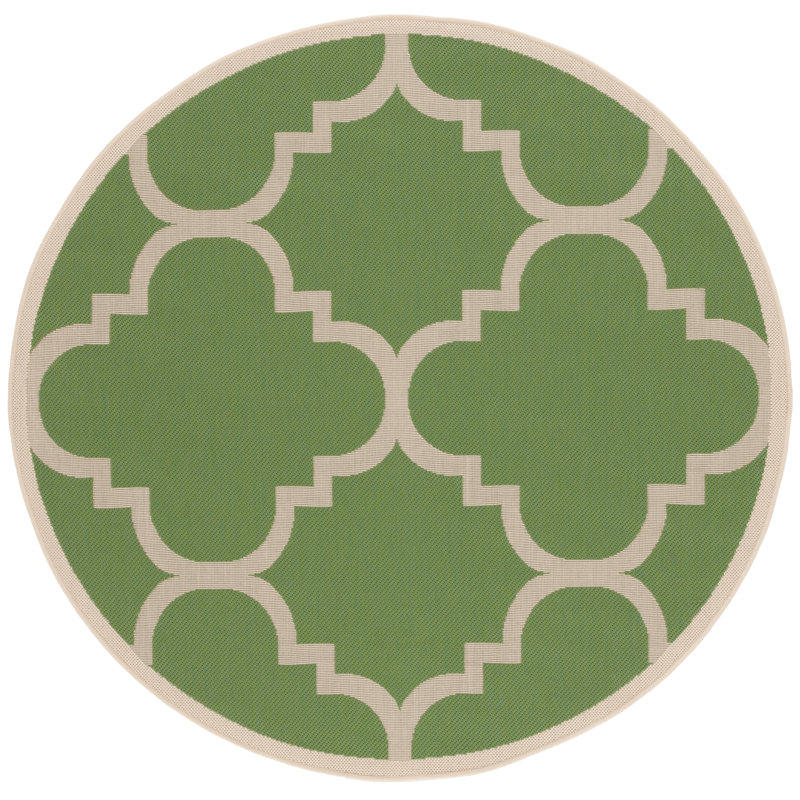 Tapis intérieur / extérieur vert Arneshia, Rond 6 pi 7 po