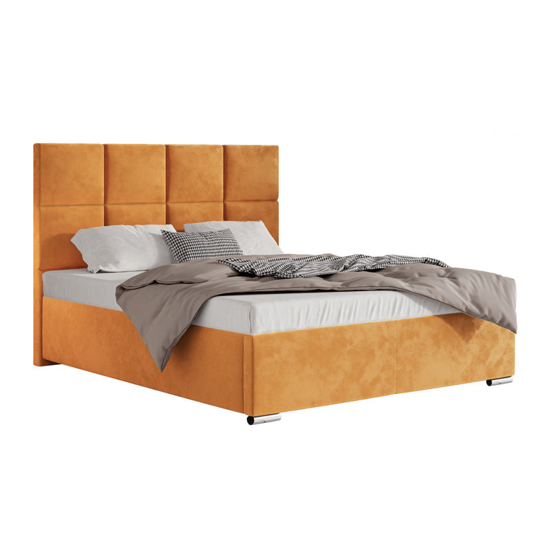 Adilyne Upholstered Ottoman Storage Bed, 160 x 200cm, Orange