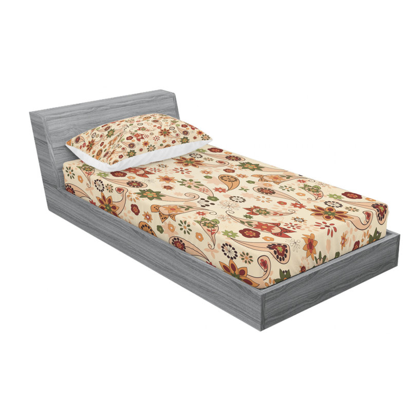 Microfiber Paisley Sheet Set, Twin XL Sheet Set with Fitted Sheet