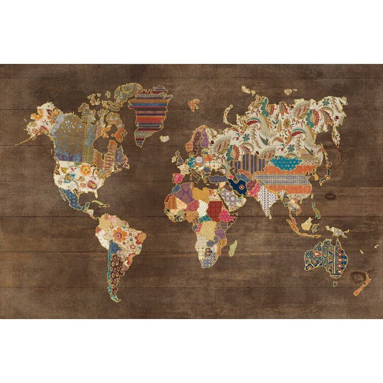 Pattern World Map On Wood