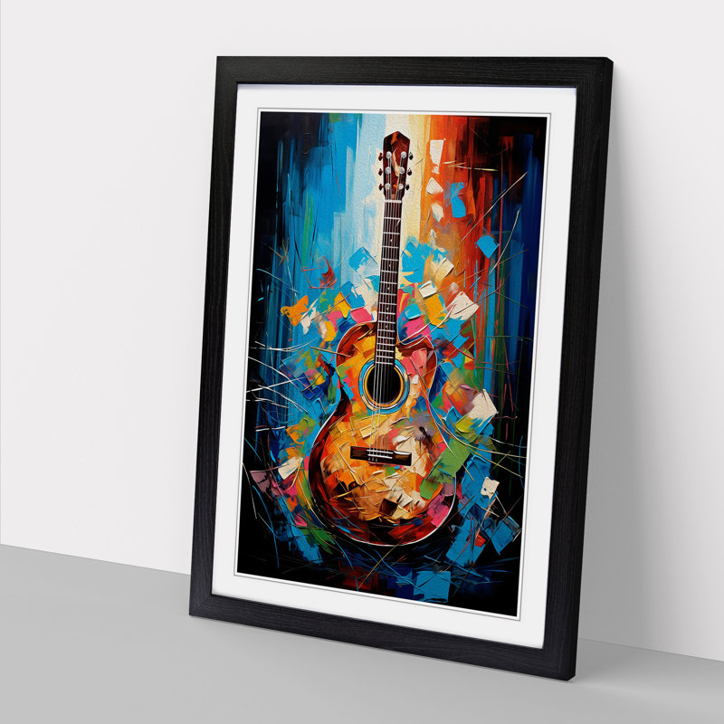 Acoustic Guitar Modern Art - Framed Print, Black Framed, 46cm H x 34cm W x 2cm D