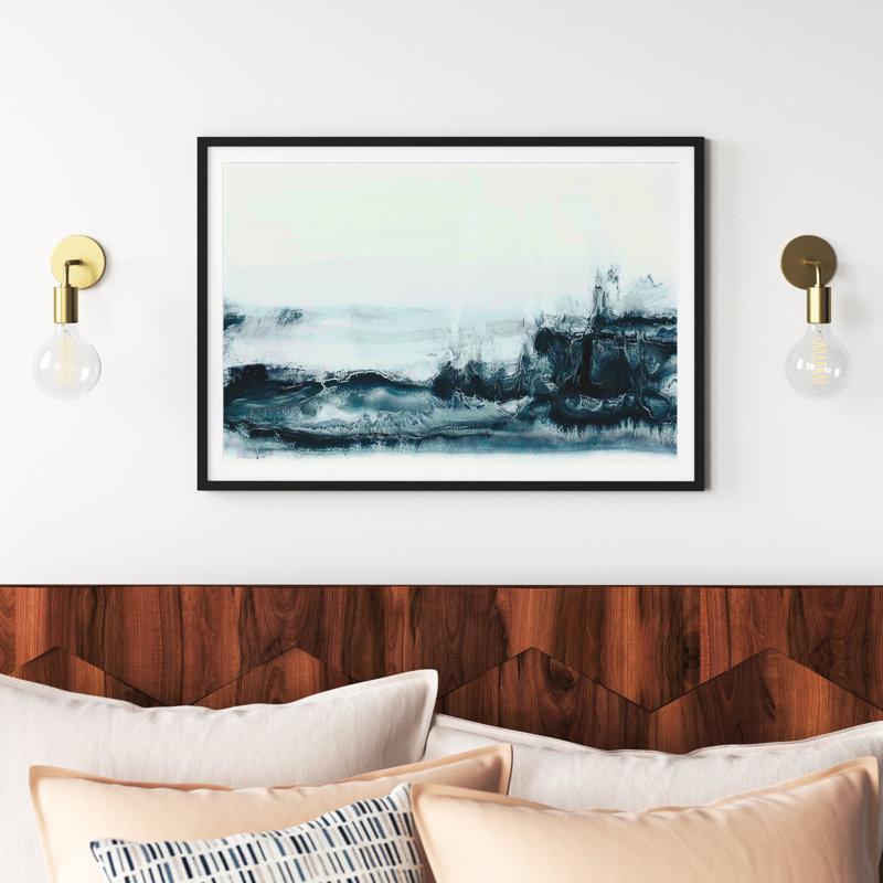 «Rip Current I» par Ethan Harper - peinture encadrée, Noir, H 8 po x l 12 po