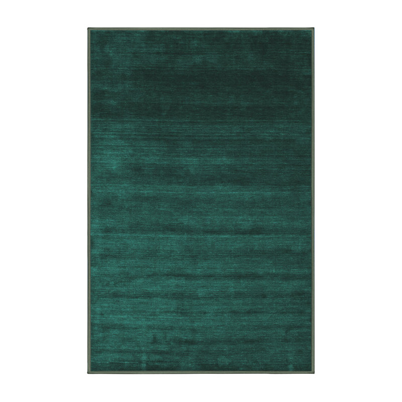 Tapis de couleur unie tissé à la machine en polyester / chenille Noorah, Rectangle 4 pi x 6 pi