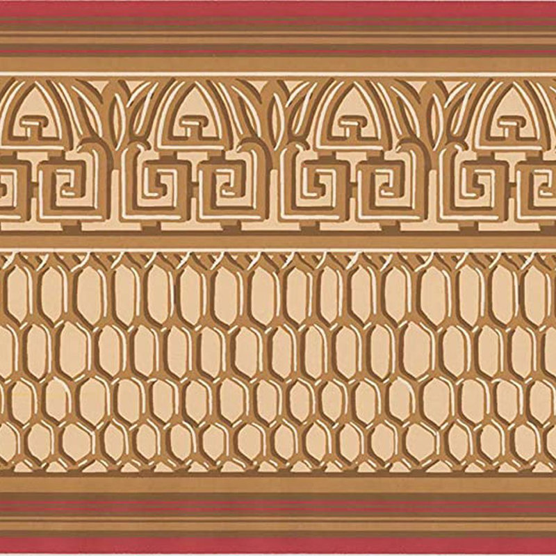 Bordure de papier peint à motif victorien Ajnesh, Jaune / rouge / crème