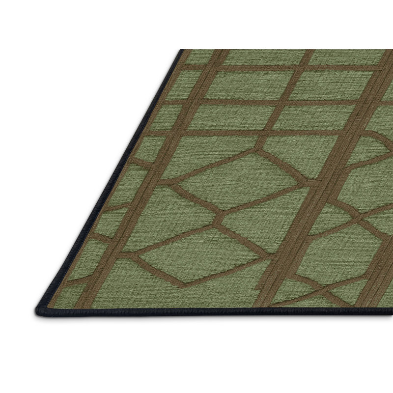 Tapis brun treillis lavable à la machine, Rectangulaire 2 pi x 3 pi
