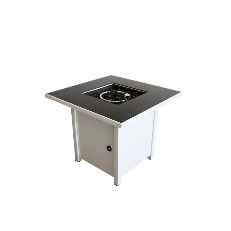 Table blanche en acier de 30 pouces - 40000 dégagement d'énergie, combustion de 24 heures, allumage par bouton-poussoir, alimentation en chaleur Garden Euphoria, combustion,