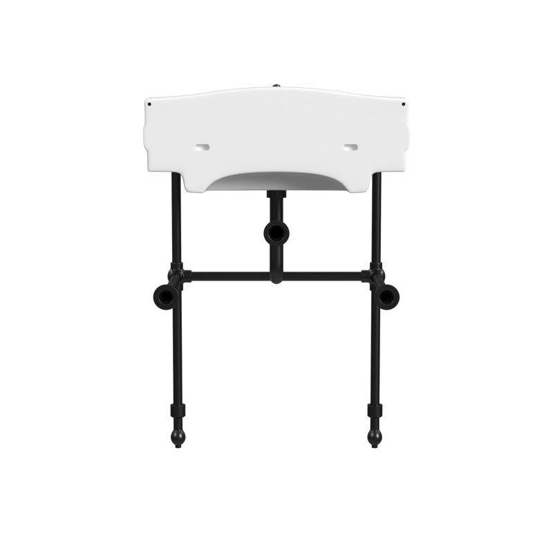 Cheviot Products Essex 24" Console Bathroom Sink with Overflow & Metal Base, Matte Black, 8" Widespread