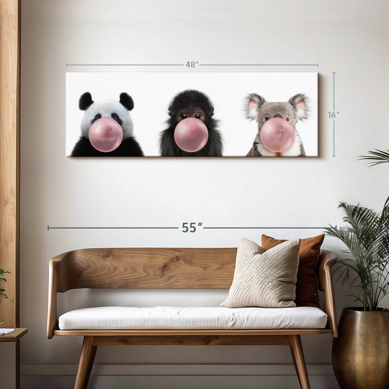 Furry Friends Bubble Gums, H 16 po x l 48 po