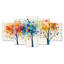 4 saisons, orange et bleu, arbre, reflets III, ensemble d'art mural abstrait Mid-Century